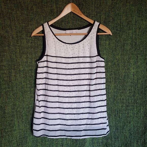 Ann Taylor LOFT Cream Confetti Striped Blouse - Picture 2 of 7